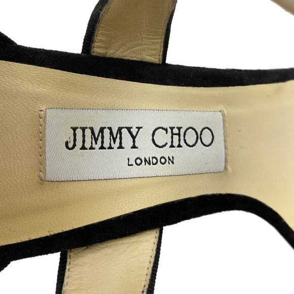 Jimmy Choo Molly 85 Sandals Black Crushed Velvet Heels Size 40 with Box - Picture 5 of 9